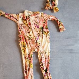 Posh peanut footed onsie and matching headband